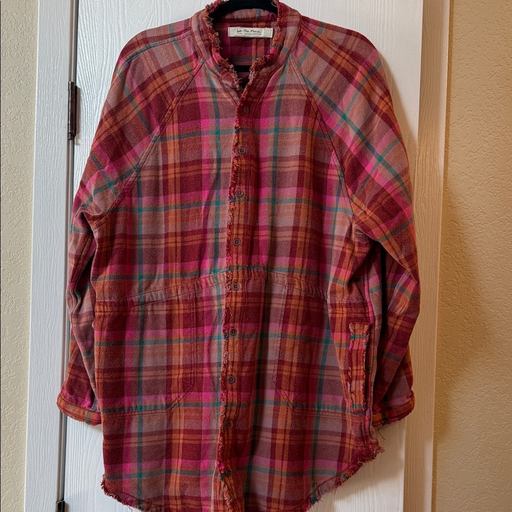 Free People We the Free Summer Daydream flannel plaid distressed Large